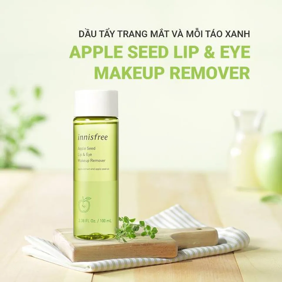 Dầu làm sạch mỹ phẩm đôi mắt và môi innisfree Apple Seed Lip & Eye Makeup Remover