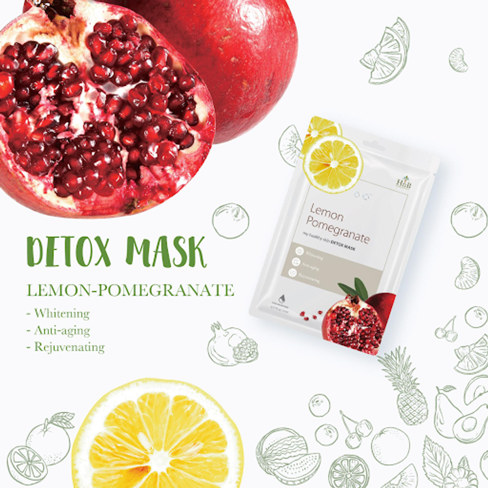 Mặt Nạ Giấy Collagen H&agrave;n Quốc HnB Chiết Xuất Từ Chanh V&agrave; Lựu Đỏ