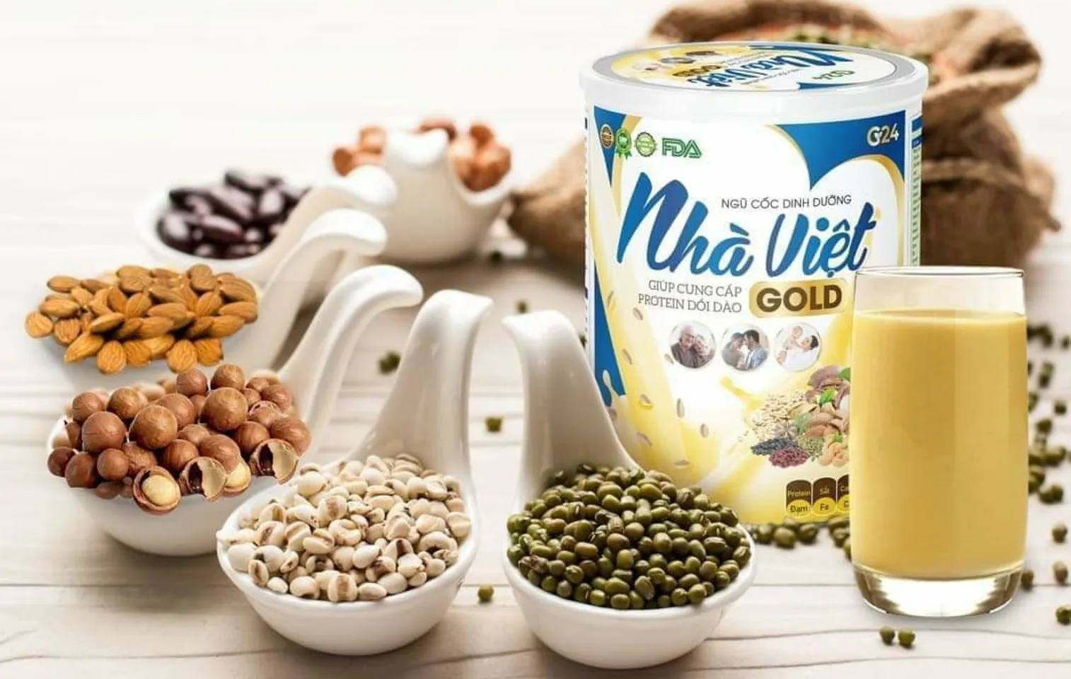 Ngũ cốc dinh dưỡng lợi sữa Nhà Việt Gold với 30 loại hạt lành tính, giàu chất dinh dưỡng