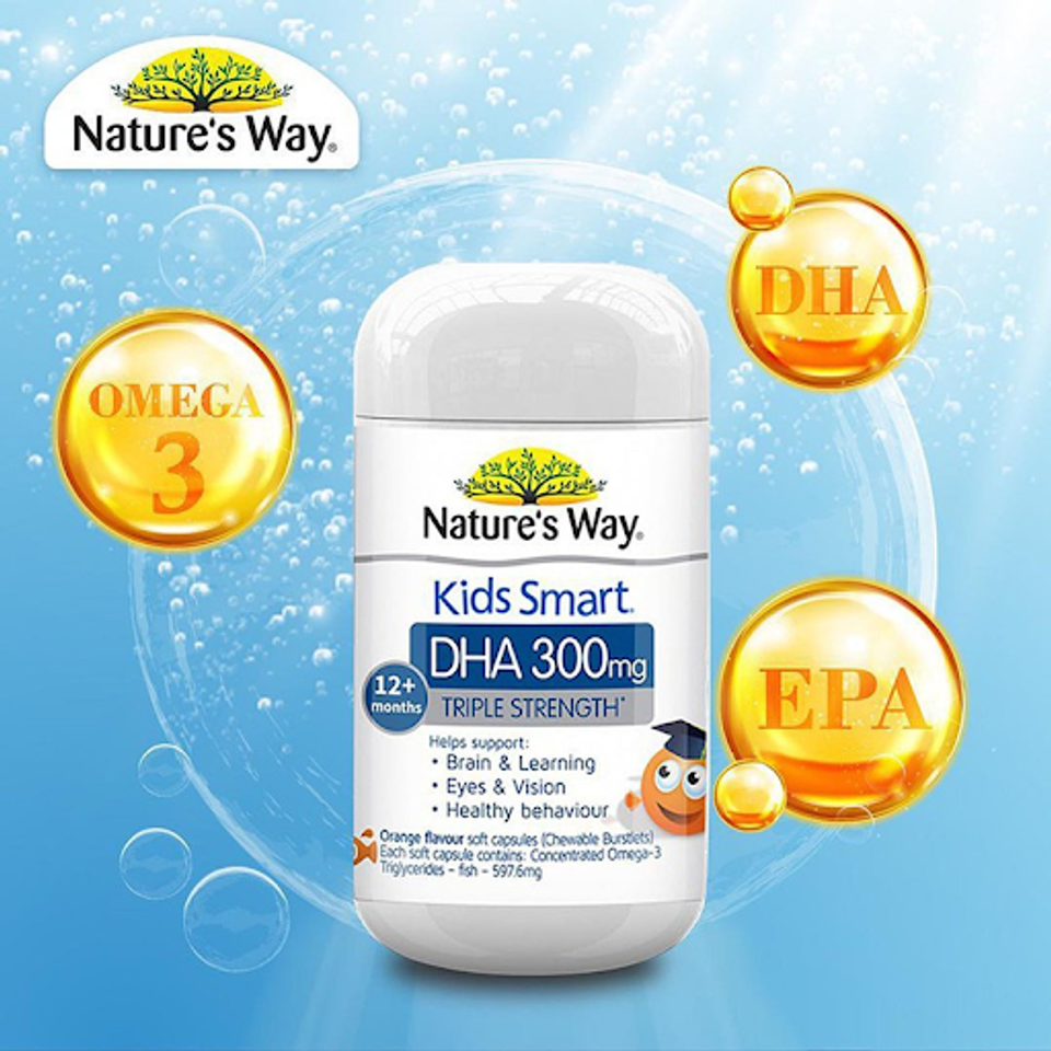 Vi&ecirc;n Nhai Bổ N&atilde;o Trẻ Em Nature's Way Kids Smart DHA, 300mg
