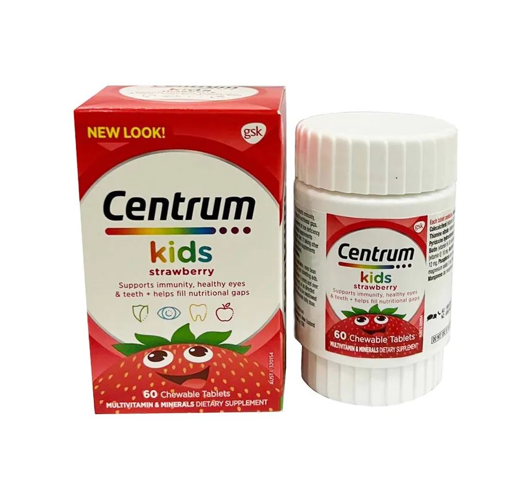 Vitamin tổng hợp Centrum Kids Strawberry dạng viên mẫu mới