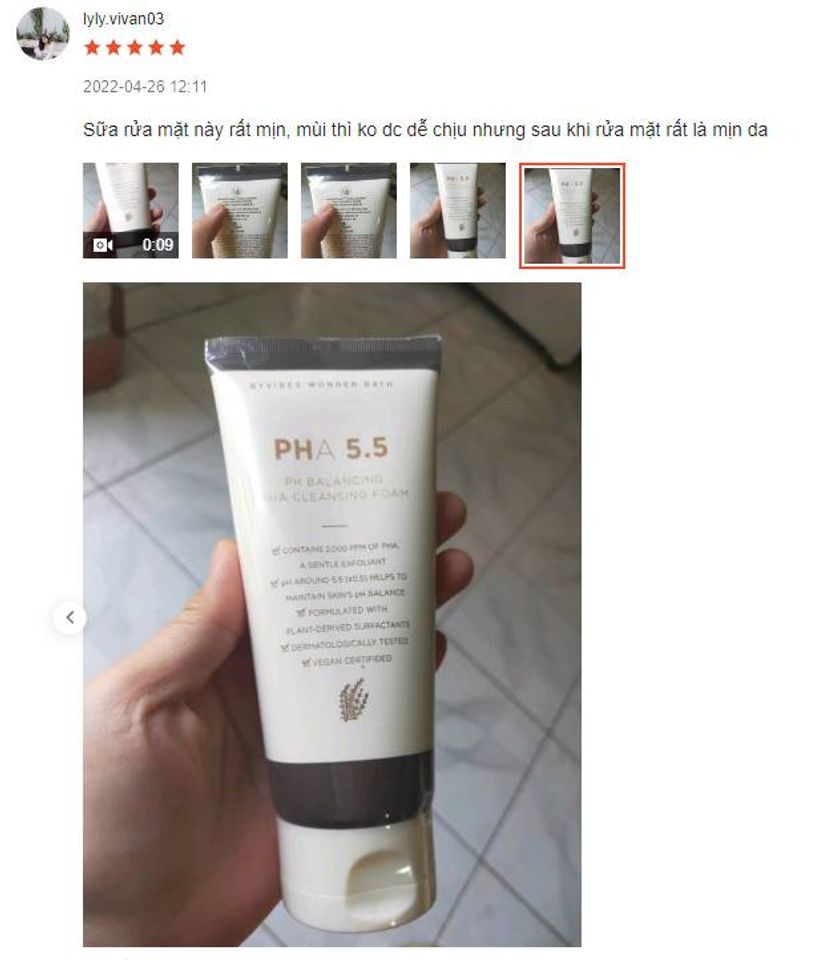 review kh&aacute;ch h&agrave;ng khi d&ugrave;ng sữa rửa mặt pha 5.5