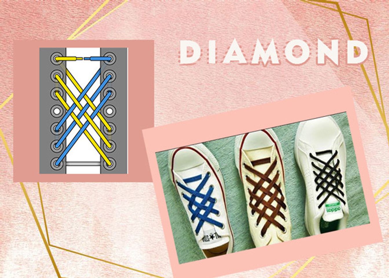 c&aacute;ch thắt d&acirc;y gi&agrave;y 5 lỗ h&igrave;nh kim cương