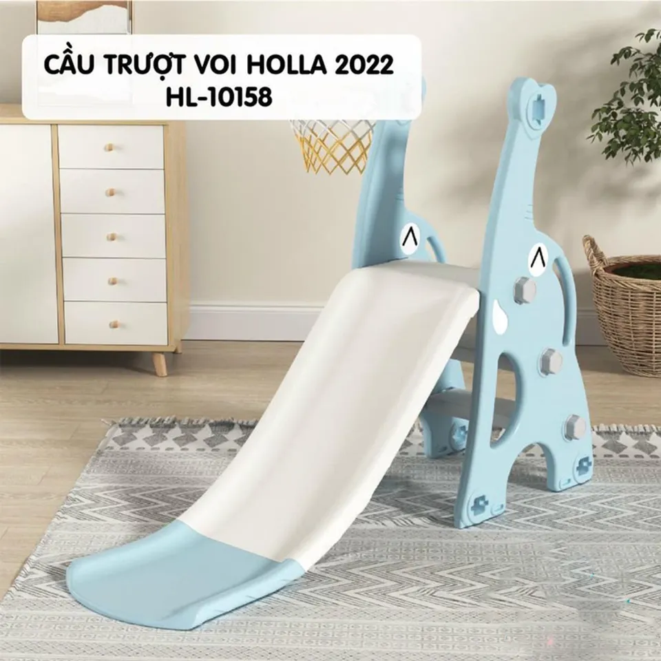 Cầu trượt hình voi Holla HL-10158 màu xanh