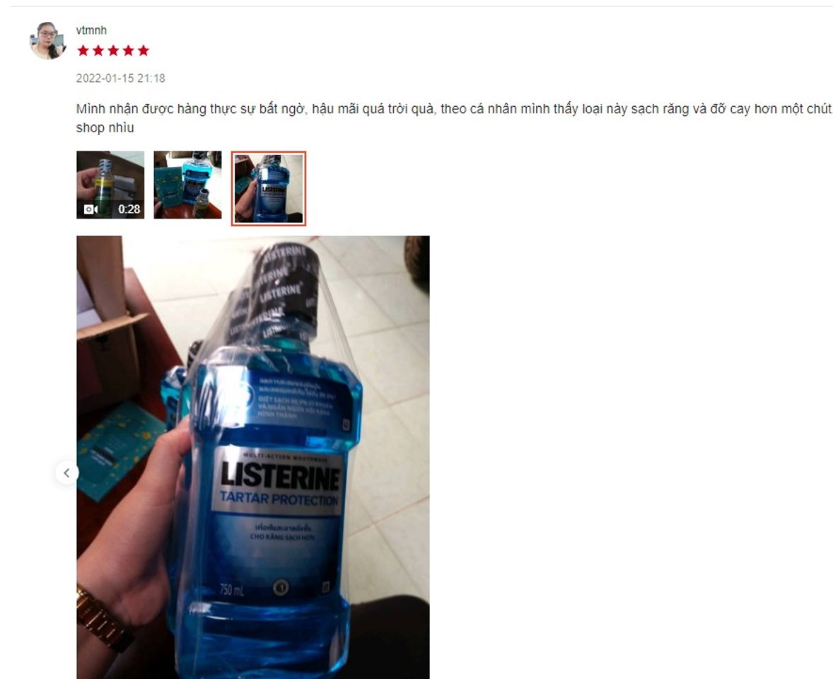 Đ&aacute;nh gi&aacute; nước s&uacute;c miệng diệt khuẩn Listerine Tartar Protection