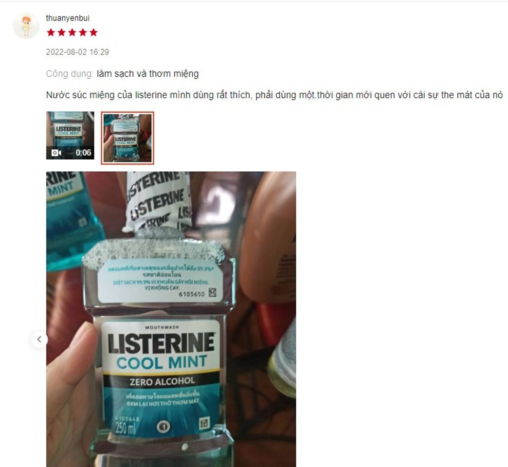 Đ&aacute;nh gi&aacute; nước s&uacute;c miệng diệt khuẩn Listerine Zero