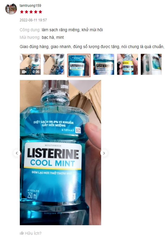 Đ&aacute;nh gi&aacute; nước s&uacute;c miệng Listerine Cool Mint
