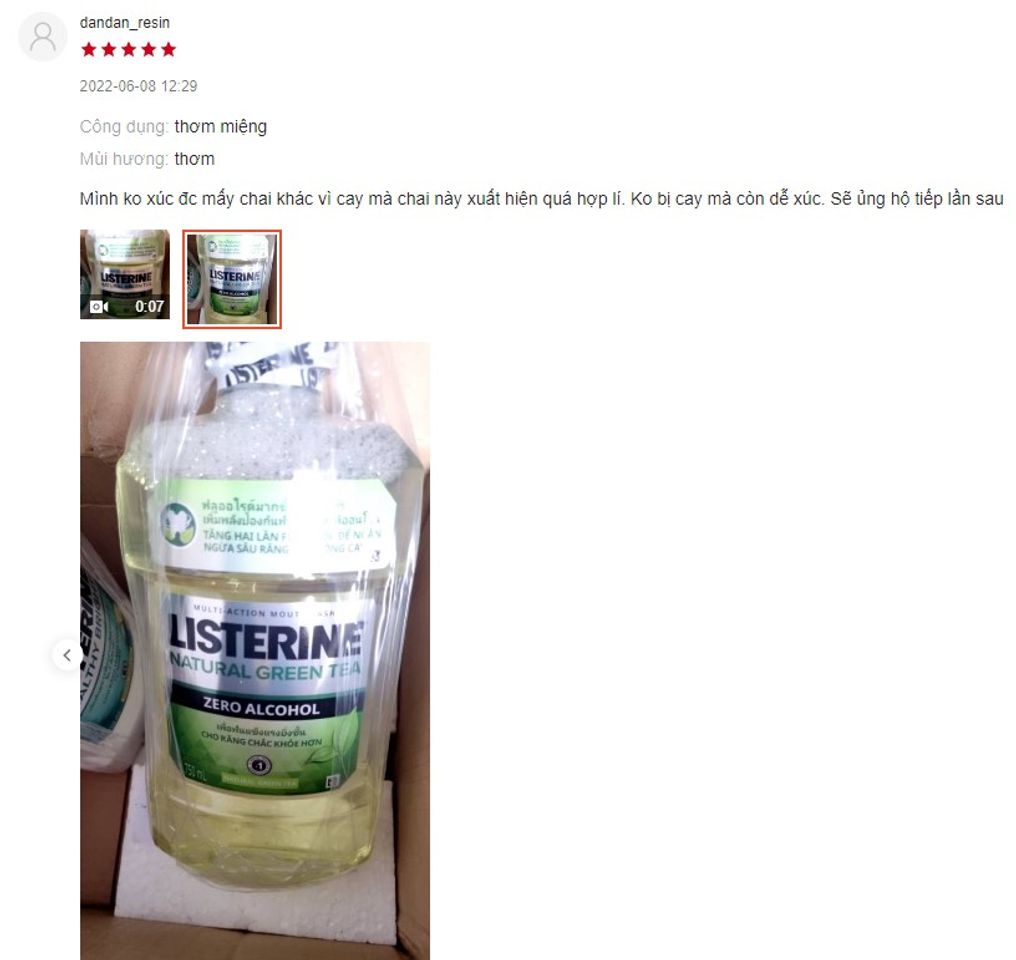 Đ&aacute;nh gi&aacute; nước s&uacute;c miệng Listerine Tr&agrave; Xanh Natural Green Tea