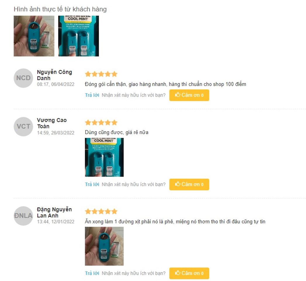 Đ&aacute;nh gi&aacute; Xịt Thơm Miệng Listerine Cool Mint PocketMist