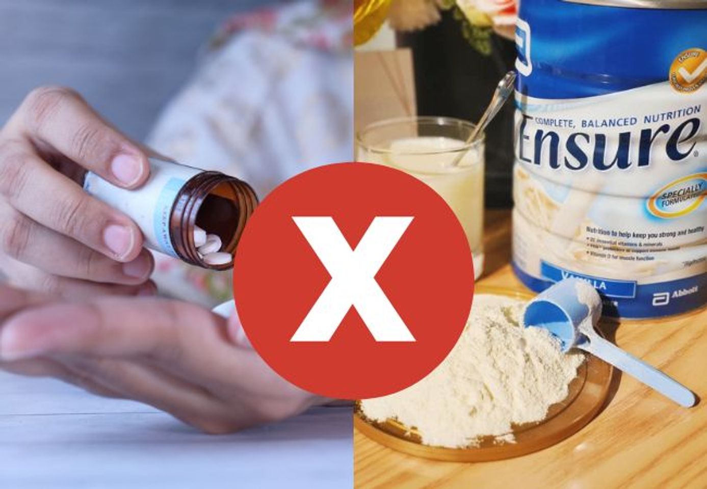 Kh&ocirc;ng n&ecirc;n uống sữa ensure cho người gi&agrave; khi đang uống thuốc kh&aacute;ng sinh