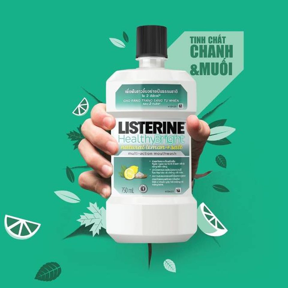 Nước s&uacute;c miệng Listerine HEALTHY BRIGHT l&agrave;m trắng răng
