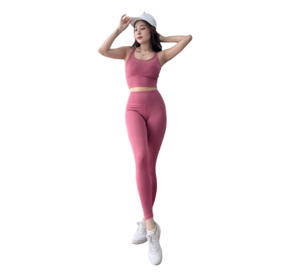 Quần tập gym yoga nữ cạp cao nâng mông GP101 màu hồng