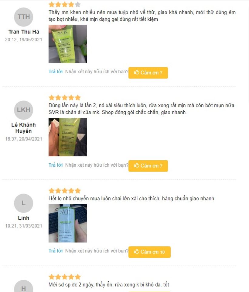 Review sữa rửa mặt tẩy tế b&agrave;o chết SVR kh&ocirc;ng chứa x&agrave; ph&ograve;ng từ kh&aacute;ch h&agrave;ng&nbsp;
