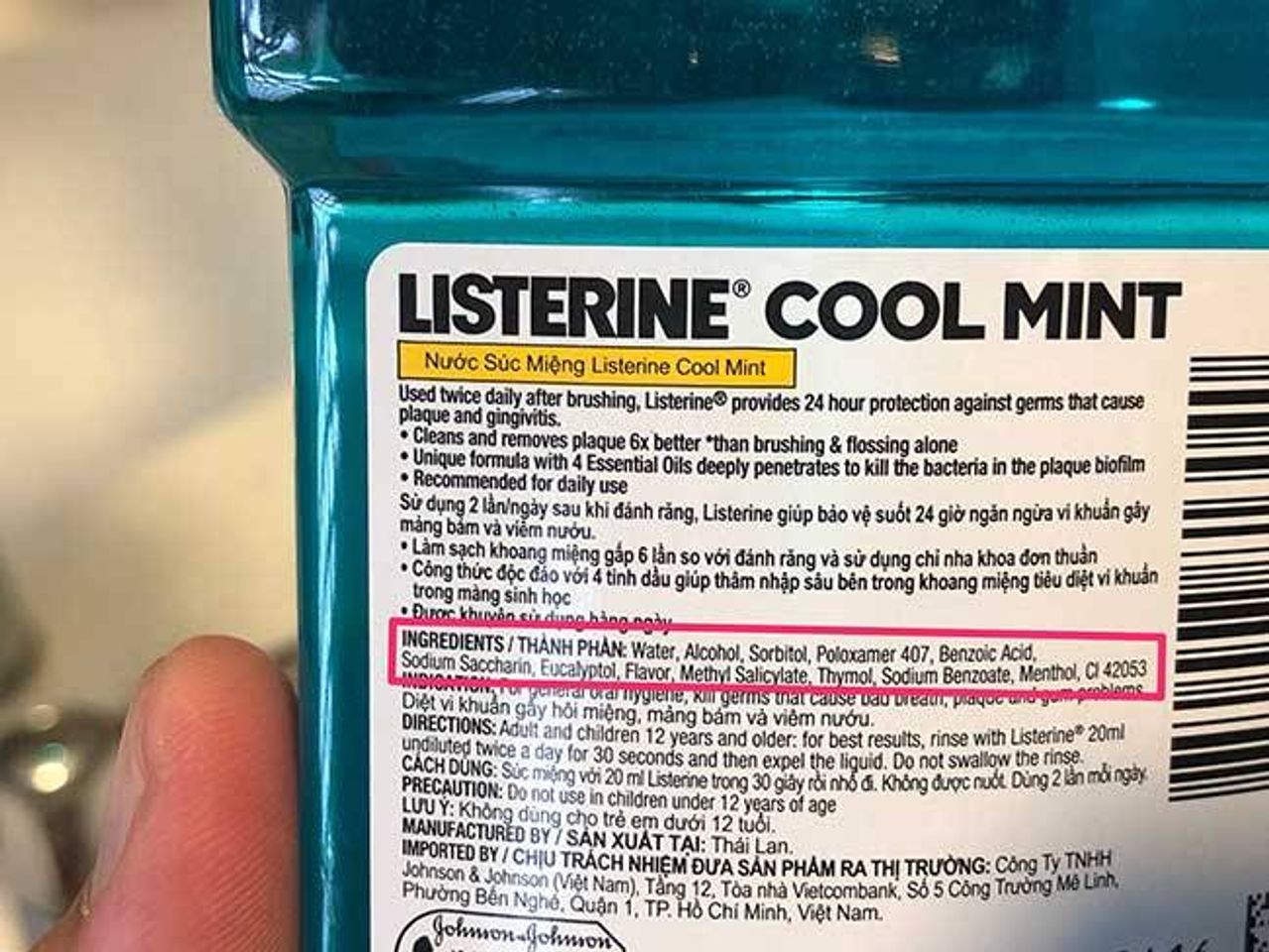 Th&agrave;nh phần nước s&uacute;c miệng Listerine&nbsp;