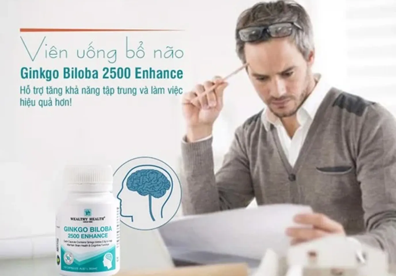 Viên uống hỗ trợ bổ não Wealthy Health Ginkgo Biloba 2500 Enhance