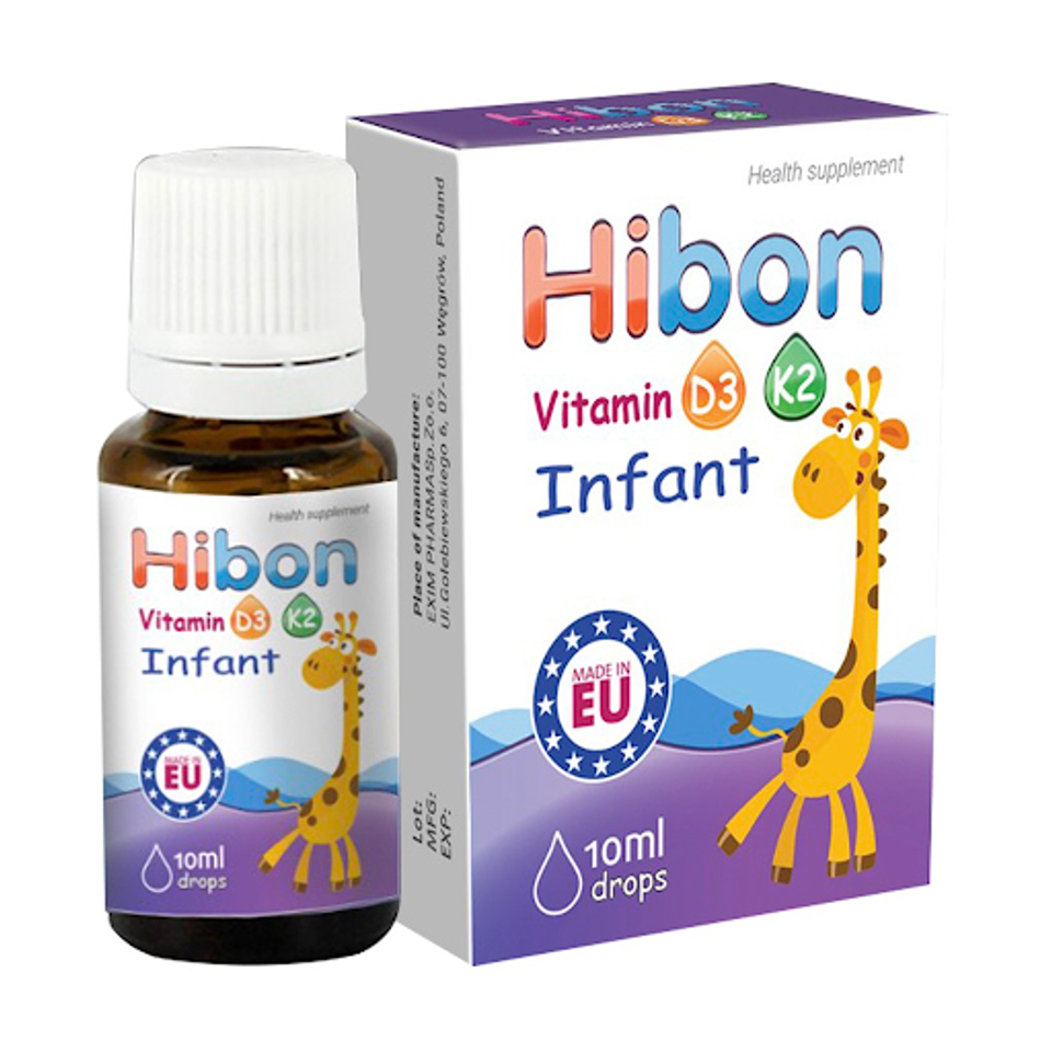Vitamin Hỗ Trợ Hấp Thu Canxi Cho B&eacute; D3 + K2 HiBON Dạng Giọt