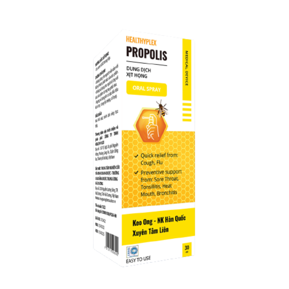 Xịt họng HealthyPlex Propolis hỗ trợ giảm ho