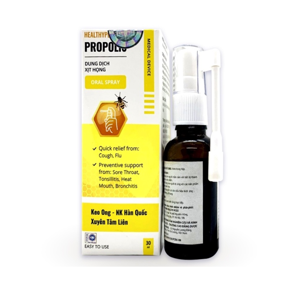 Xịt họng HealthyPlex Propolis hỗ trợ giảm ho lọ 30ml
