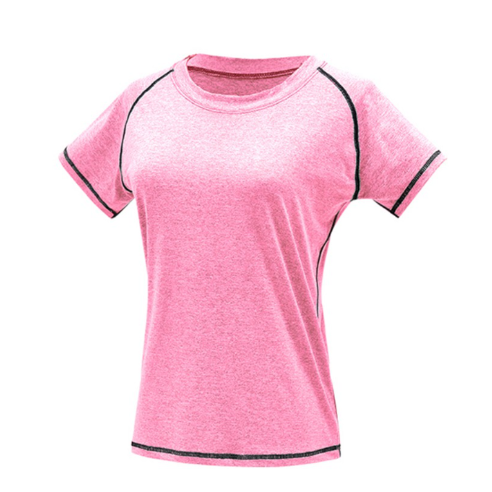 Áo thun nữ tập gym yoga AMIN AM025 co dãn 4 chiều màu hồng