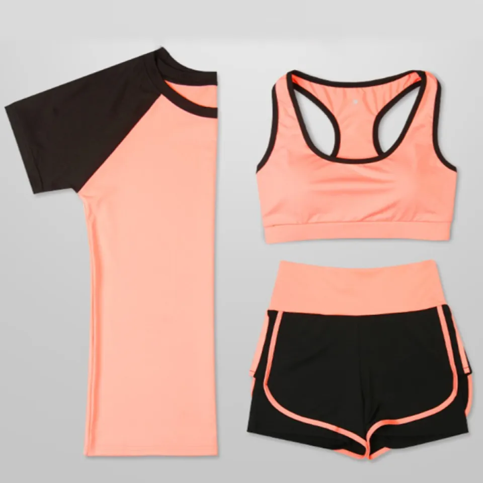 Bộ 3 món quần áo tập gym, yoga, thể thao nữ Amin AM007 màu cam