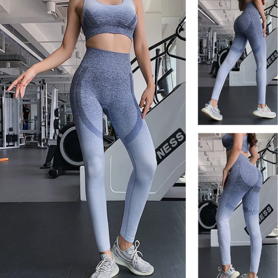 Bộ quần áo tập gym yoga thể thao nữ Amin AM022 màu xanh
