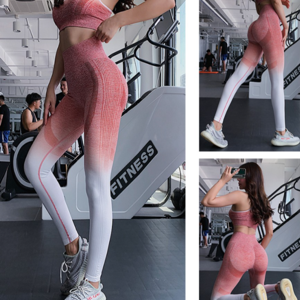 Bộ quần áo tập gym yoga thể thao nữ Amin AM022 màu hồng
