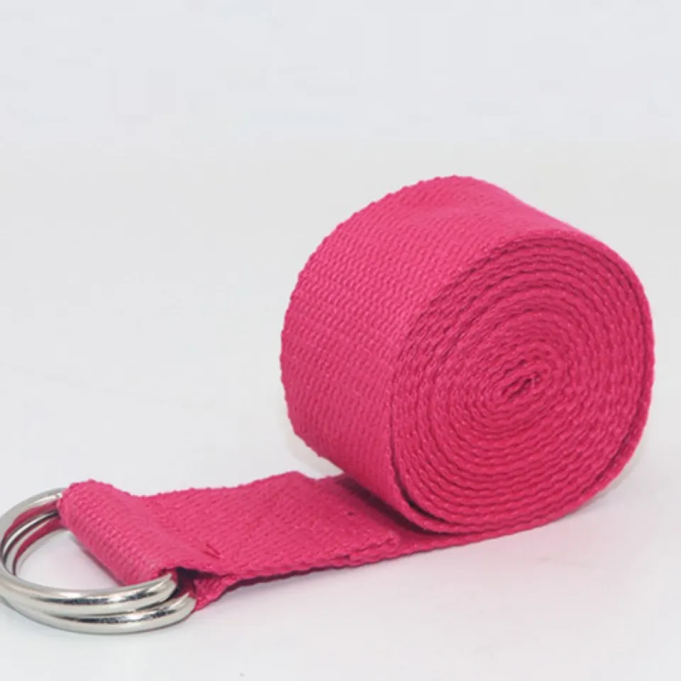 Dây đai cotton hỗ trợ tập các động tác yoga màu hồng đậm