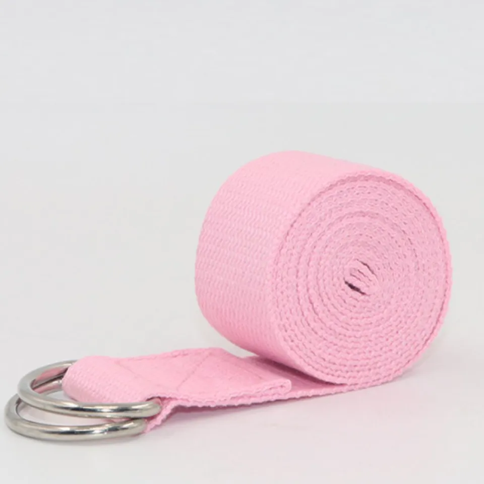 Dây đai cotton hỗ trợ tập các động tác yoga màu hồng nhạt