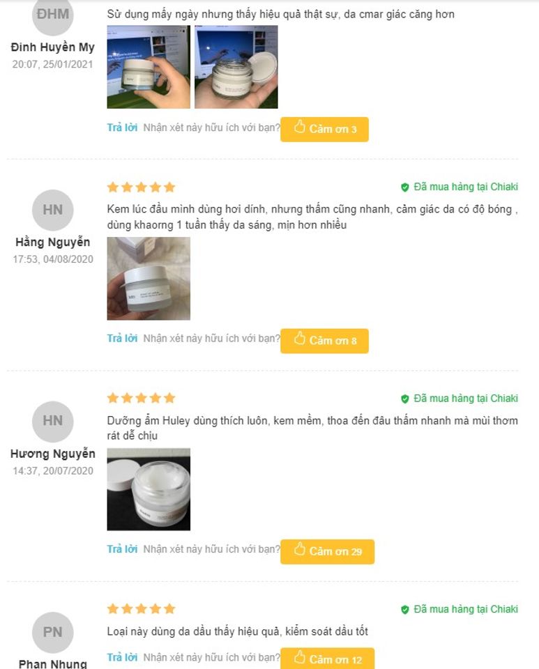 Review kem dưỡng ẩm chiết xuất xương rồng huxley cream từ khách hàng Chiaki