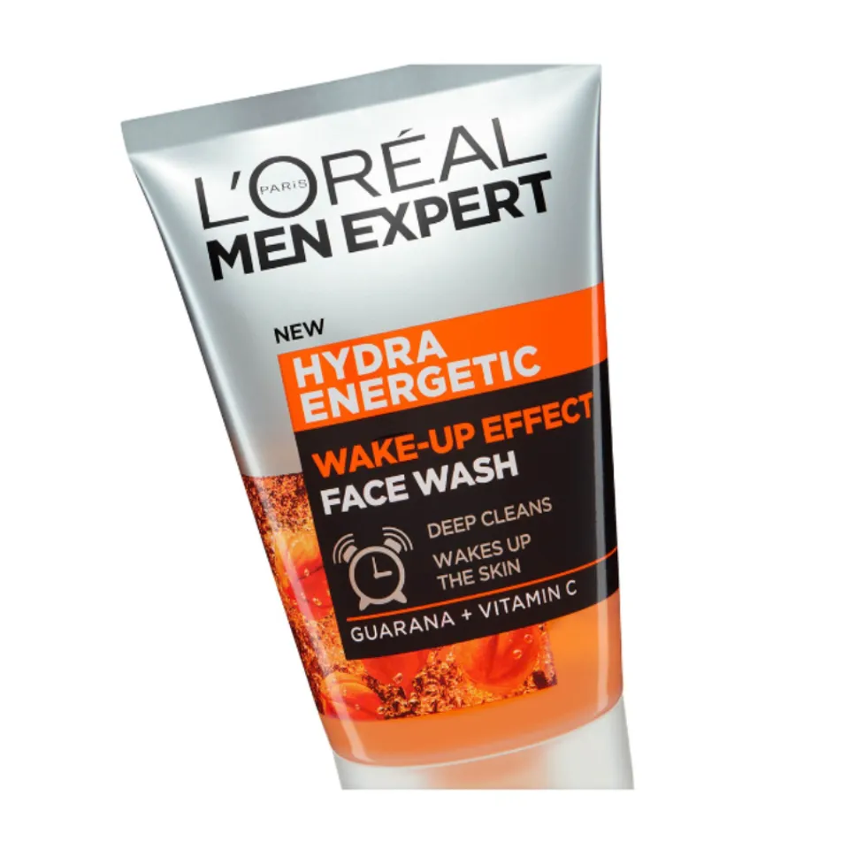 Sữa rửa mặt L'Oreal Men Expert Hydra Energetic Wake-up Effect with Guarana + Vitamin C hỗ trợ làm sạch da mặt