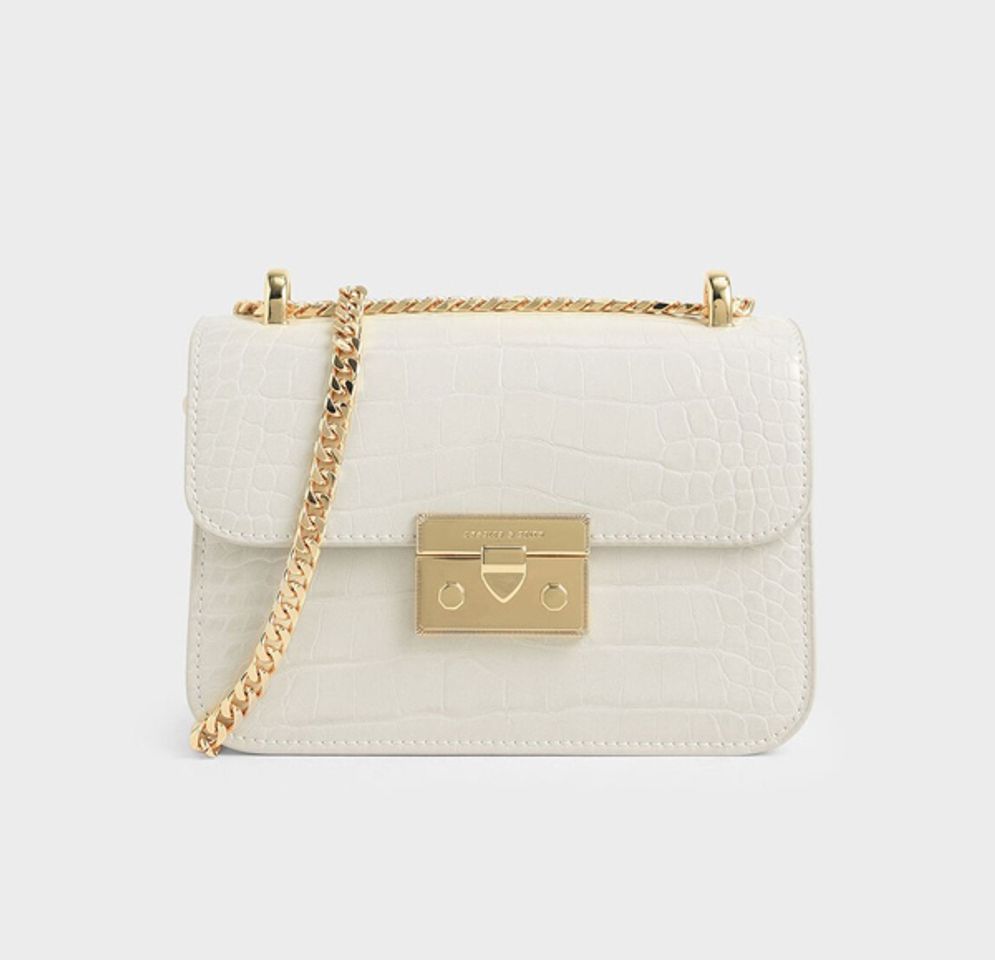T&uacute;i x&aacute;ch Charles & Keith Croc-Effect Chain Strap Crossbody&nbsp;đẹp