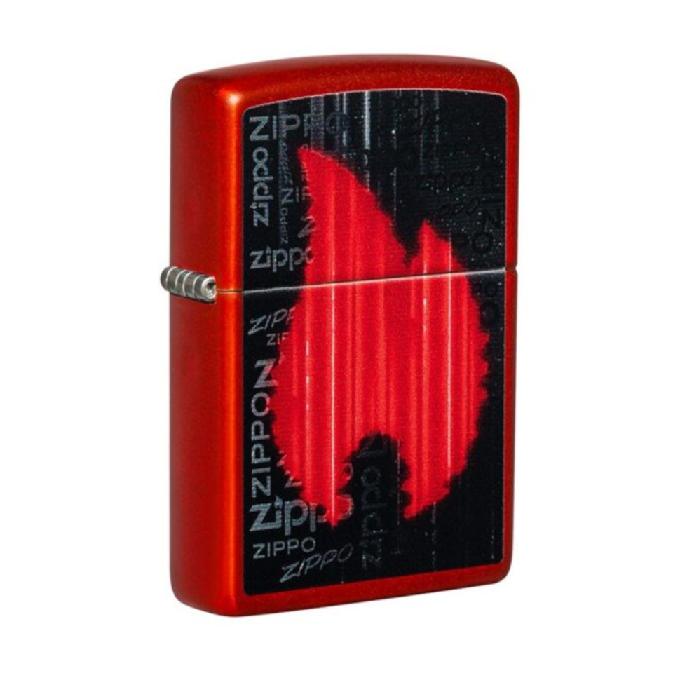 Bật lửa Zippo 49584 Flame Logo Metallic Red