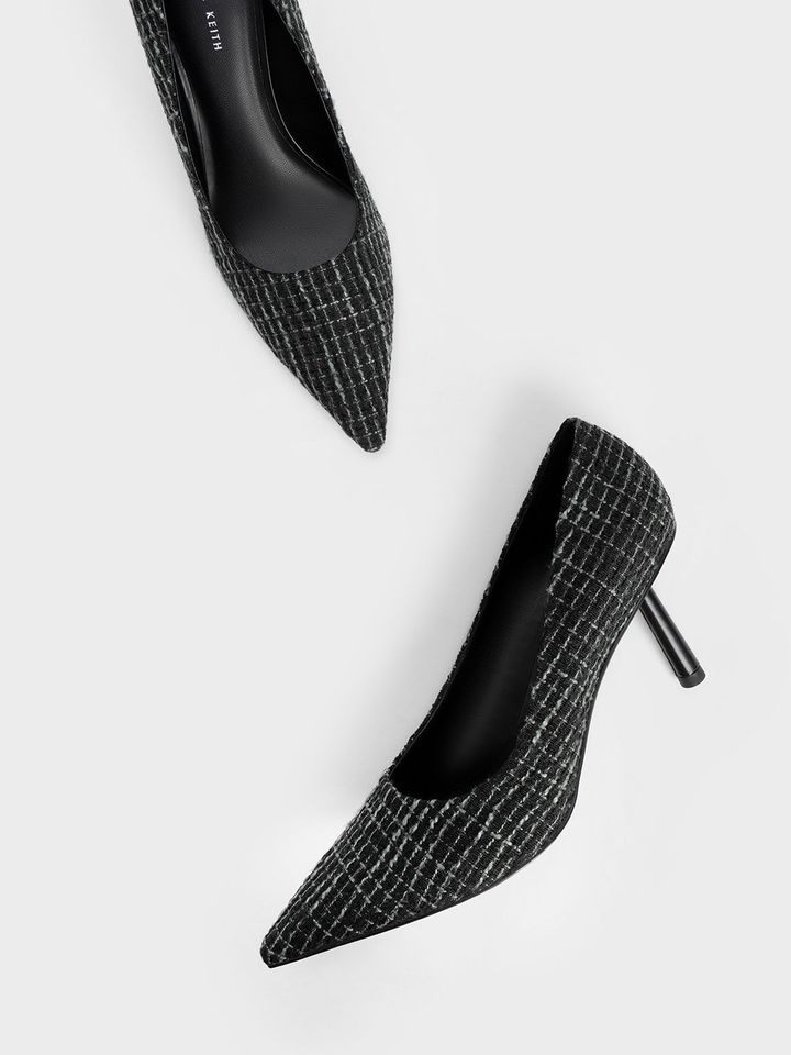 Giày cao gót Charles & Keith Cylindrical Heel Tweed