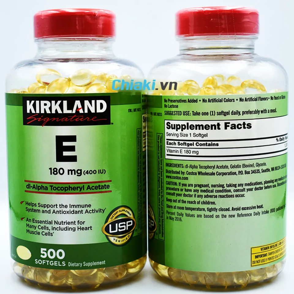 Thành phần chính của Vitamin E Kirkland 400 IU