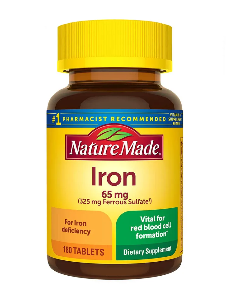 Viên uống bổ sung sắt Iron Nature Made 65mg 180 viên (mẫu mới)