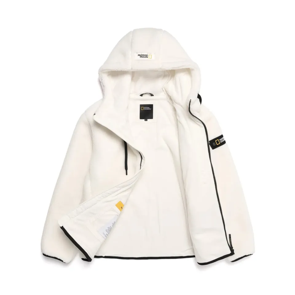 Áo khoác National Geographic Costoni Fleece  Full Zip-Up Jackets Ivory N224MFJ110