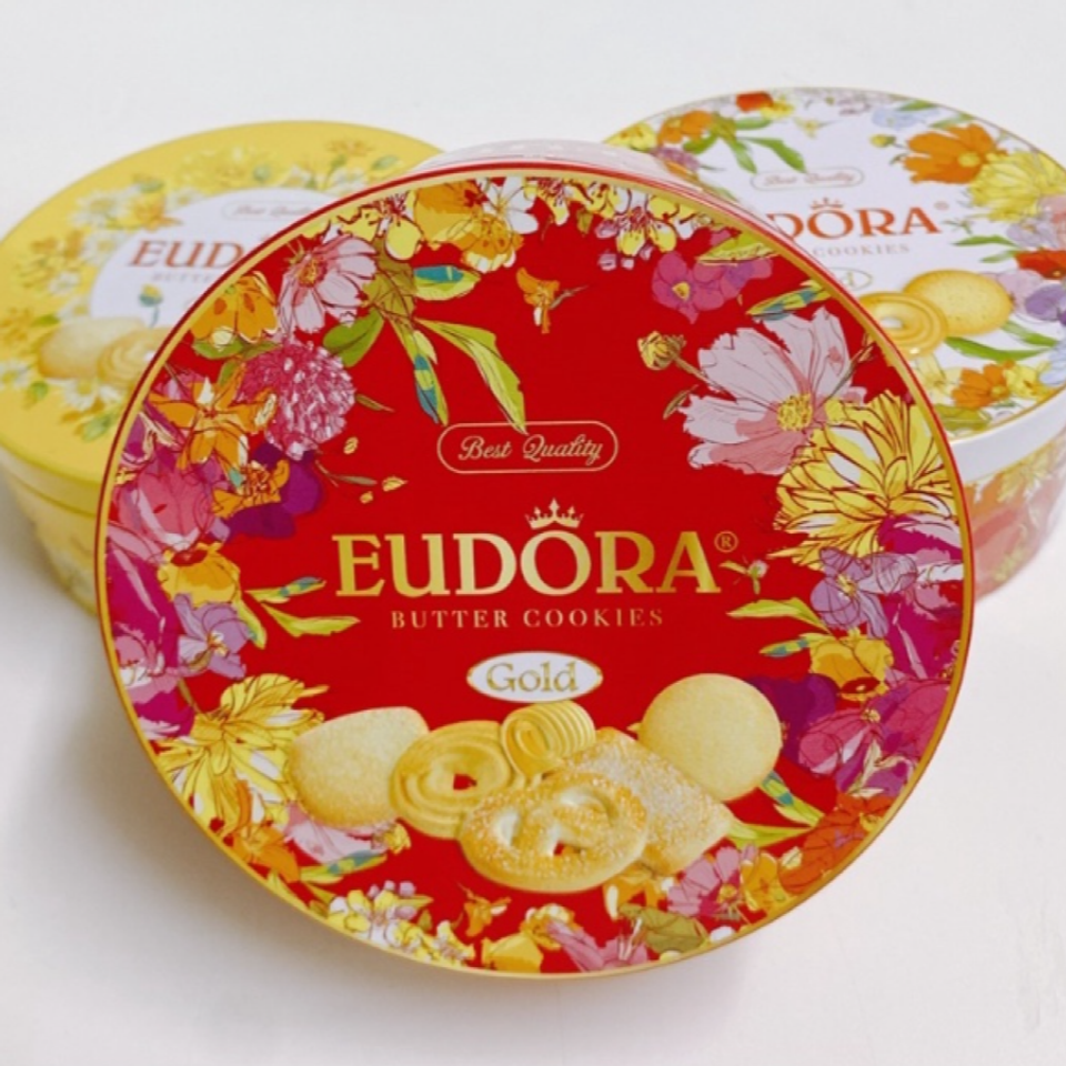 Combo 3 hộp bánh quy bơ Eudora hộp thiếc