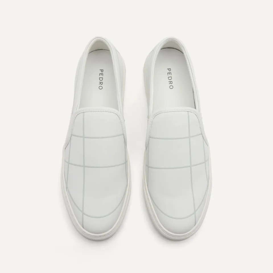 Giày nam Pedro Microfiber Slip On Sneakers PM1-76210205 White