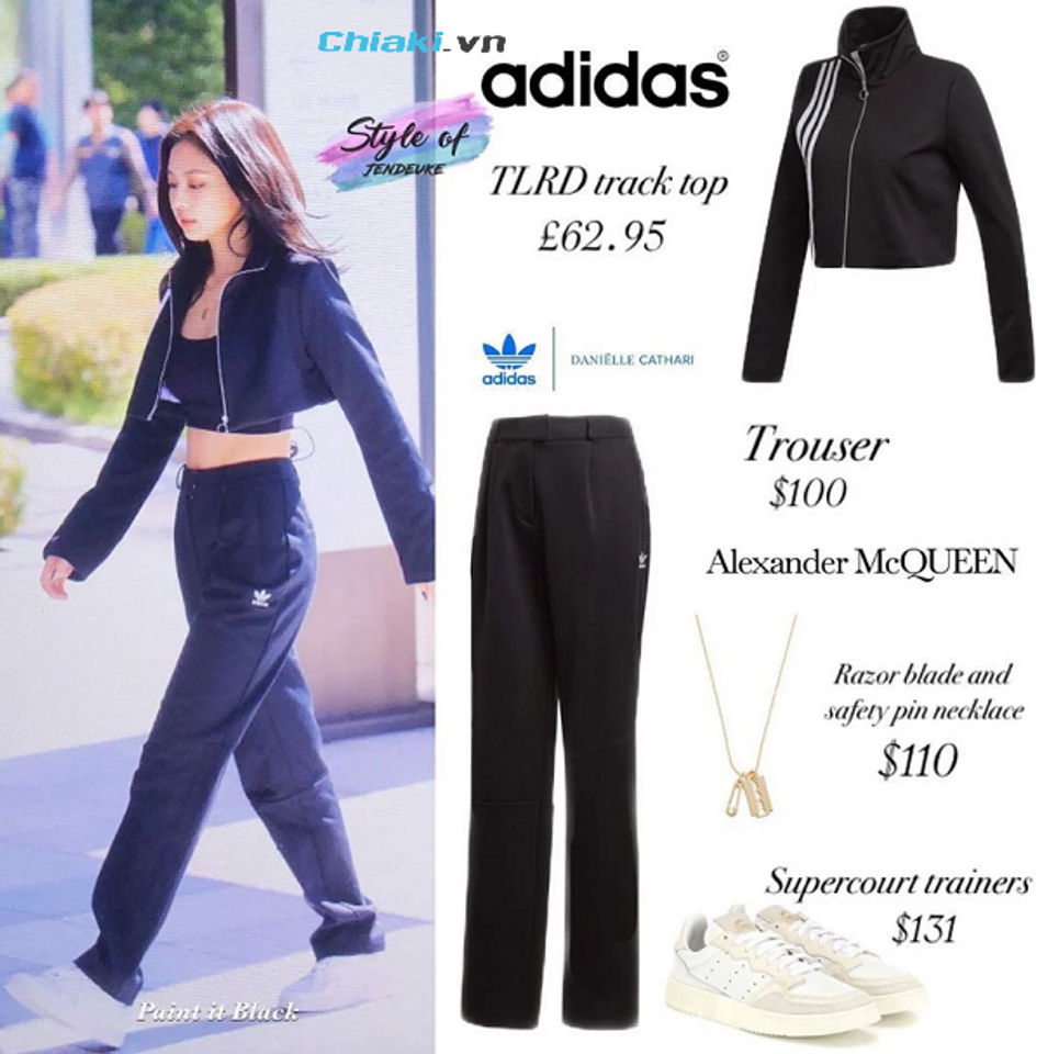 Jennie phối đồ c&ugrave;ng đ&ocirc;i gi&agrave;y Adidas Supercourt