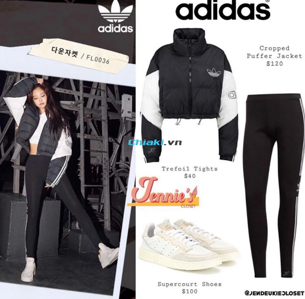 Jennie phối đồ c&ugrave;ng đ&ocirc;i gi&agrave;y Adidas Supercourt