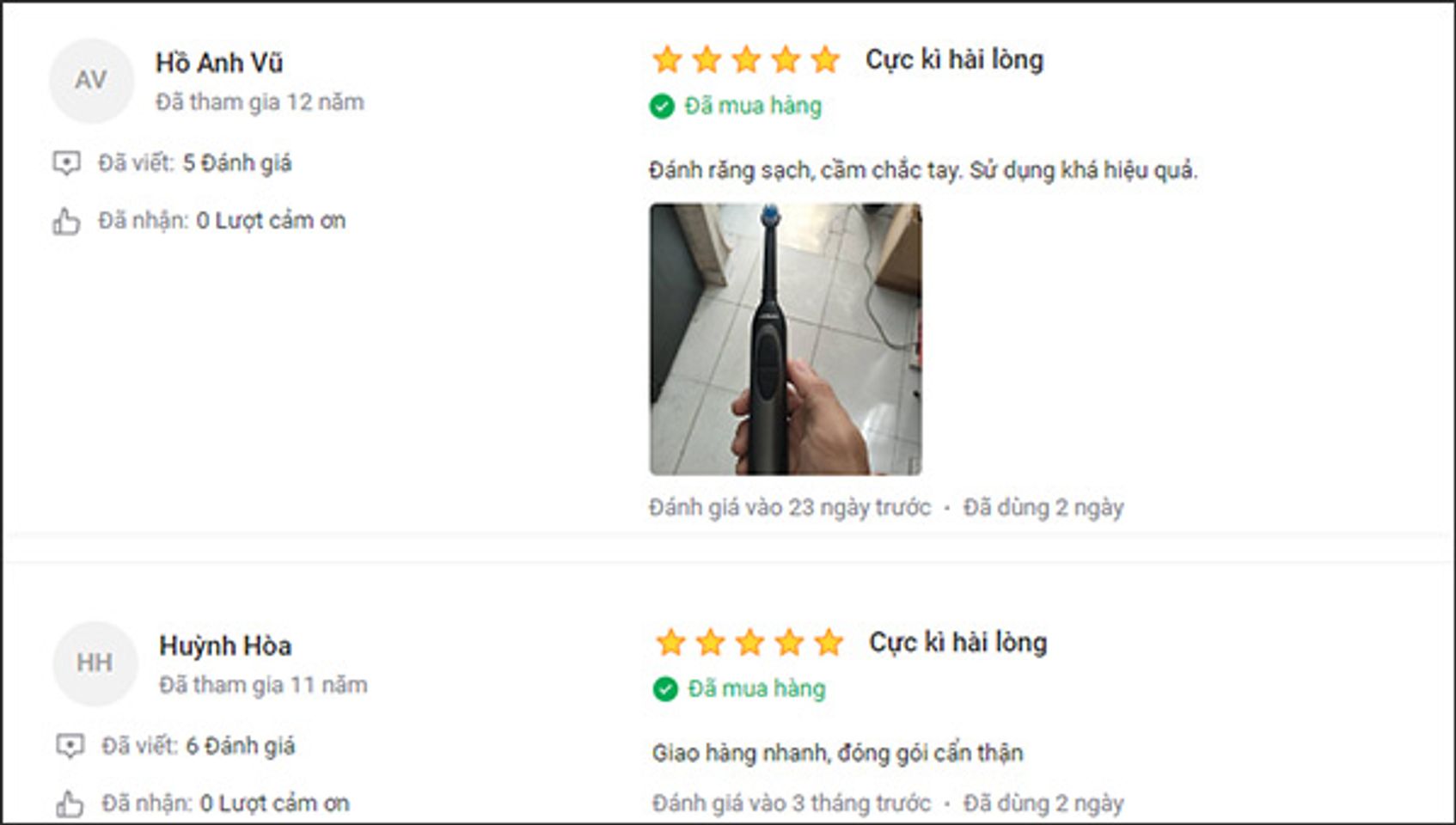 review chi tiết của kh&aacute;ch h&agrave;ng về b&agrave;n chải điện Lock&lock ENR626BLK