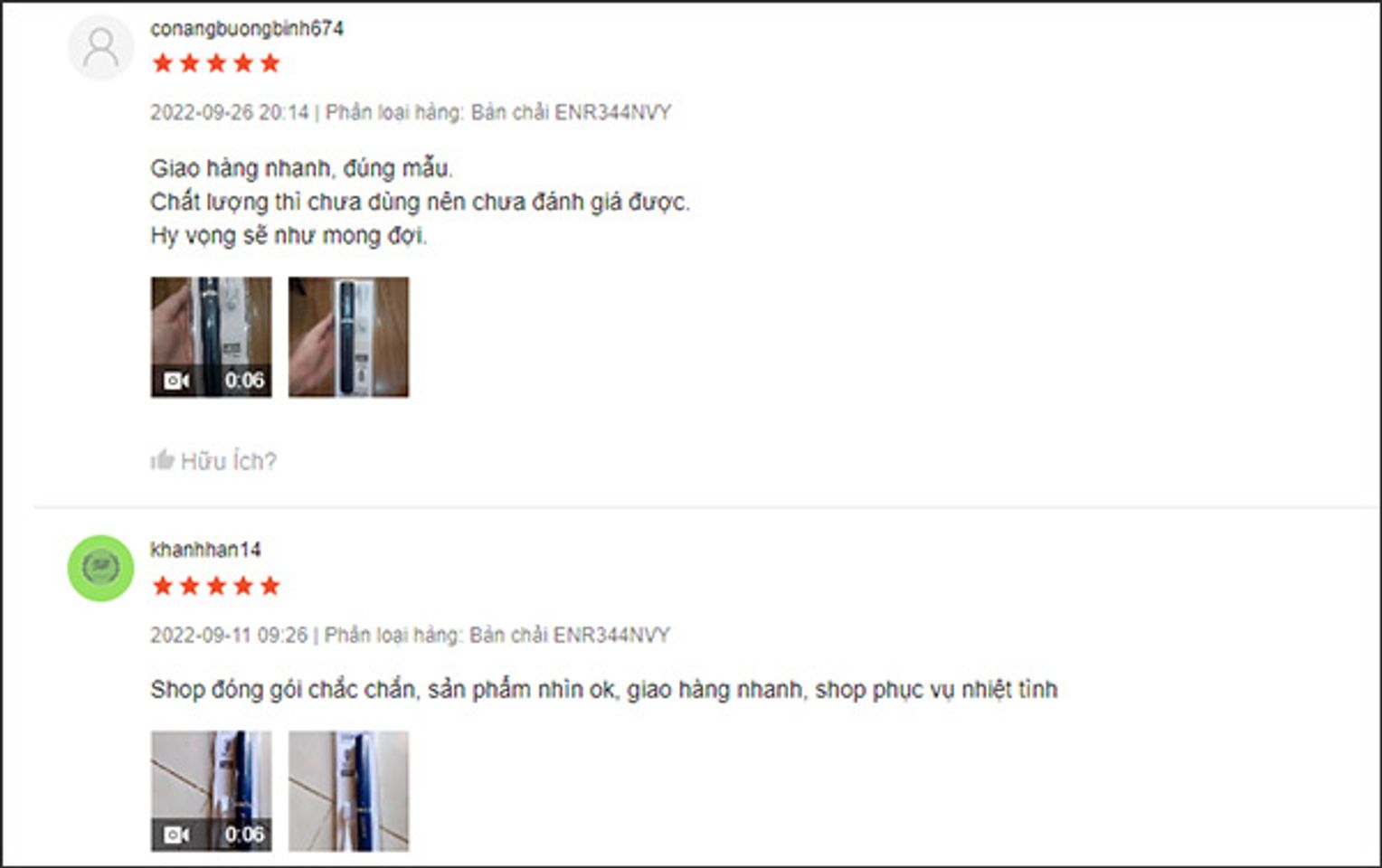 review của kh&aacute;ch h&agrave;ng về b&agrave;n chải điện Lock&Lock ENR344NVY