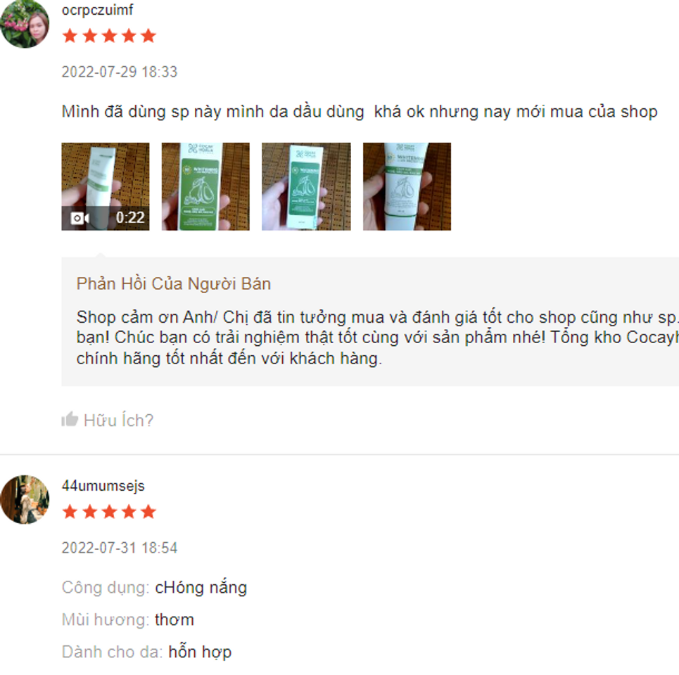 Nhận x&eacute;t/ đ&aacute;nh gi&aacute; từ người d&ugrave;ng
