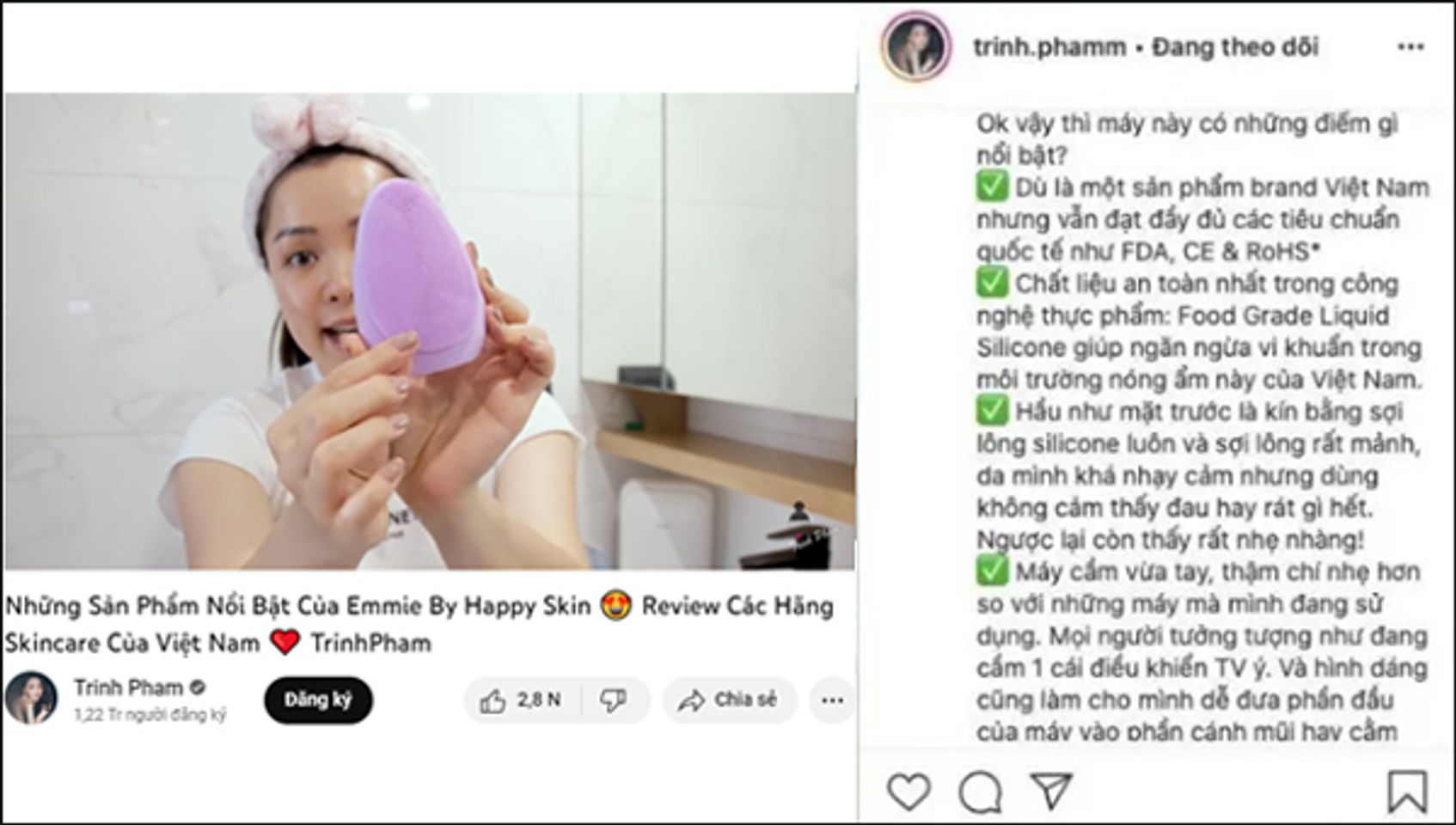 Review m&aacute;y rửa mặt Emmie của Trinh Phạm