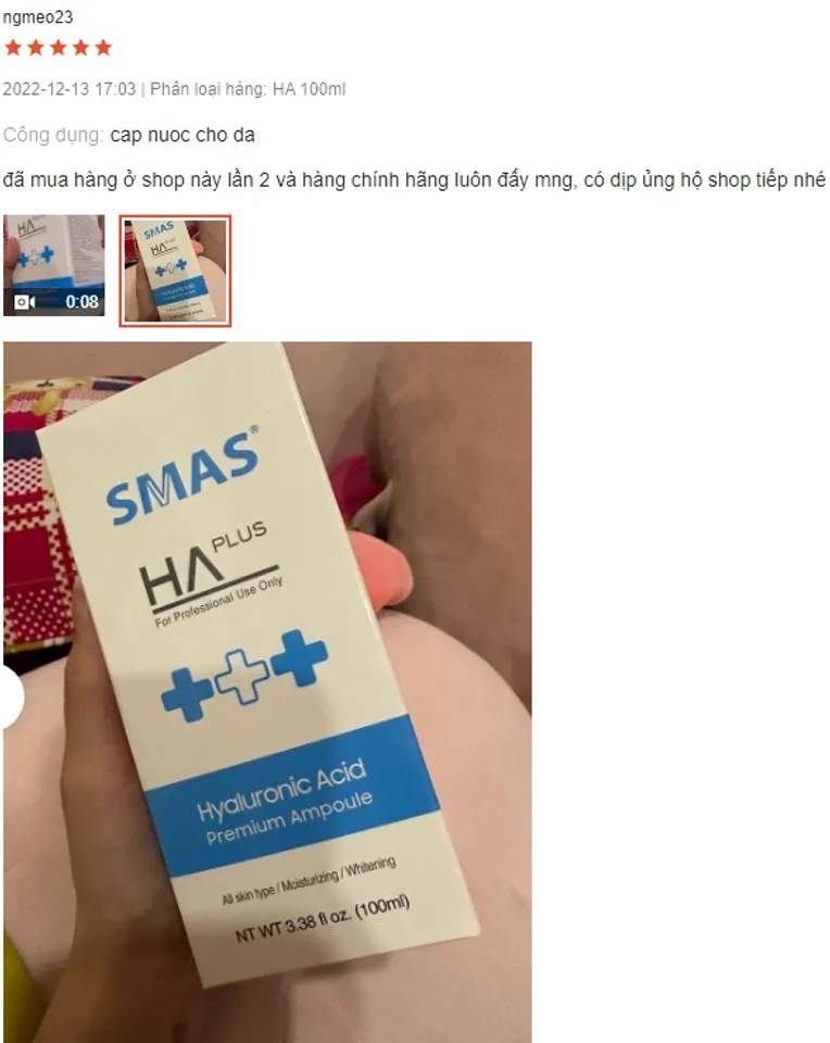 Review serum Smas HA Plus từ khách hàng
