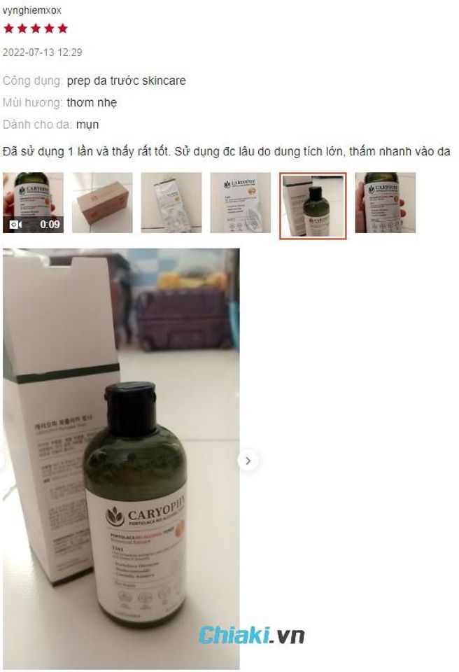 Review Toner kh&ocirc;ng cồn tốt trị mụn Caryophy Portulaca H&agrave;n Quốc