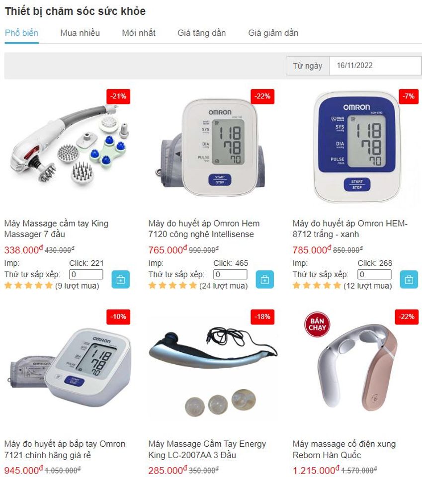 D&aacute;nh mục thiết bị chăm s&oacute;c sức khỏe, y tế tại nh&agrave;