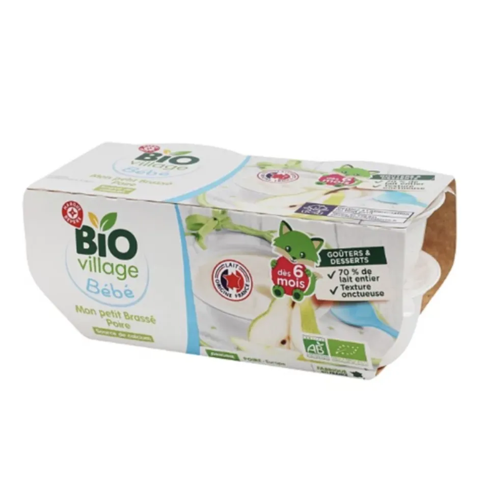 Vỉ 4 hộp sữa chua nguội hữu cơ Bio Village Bebe