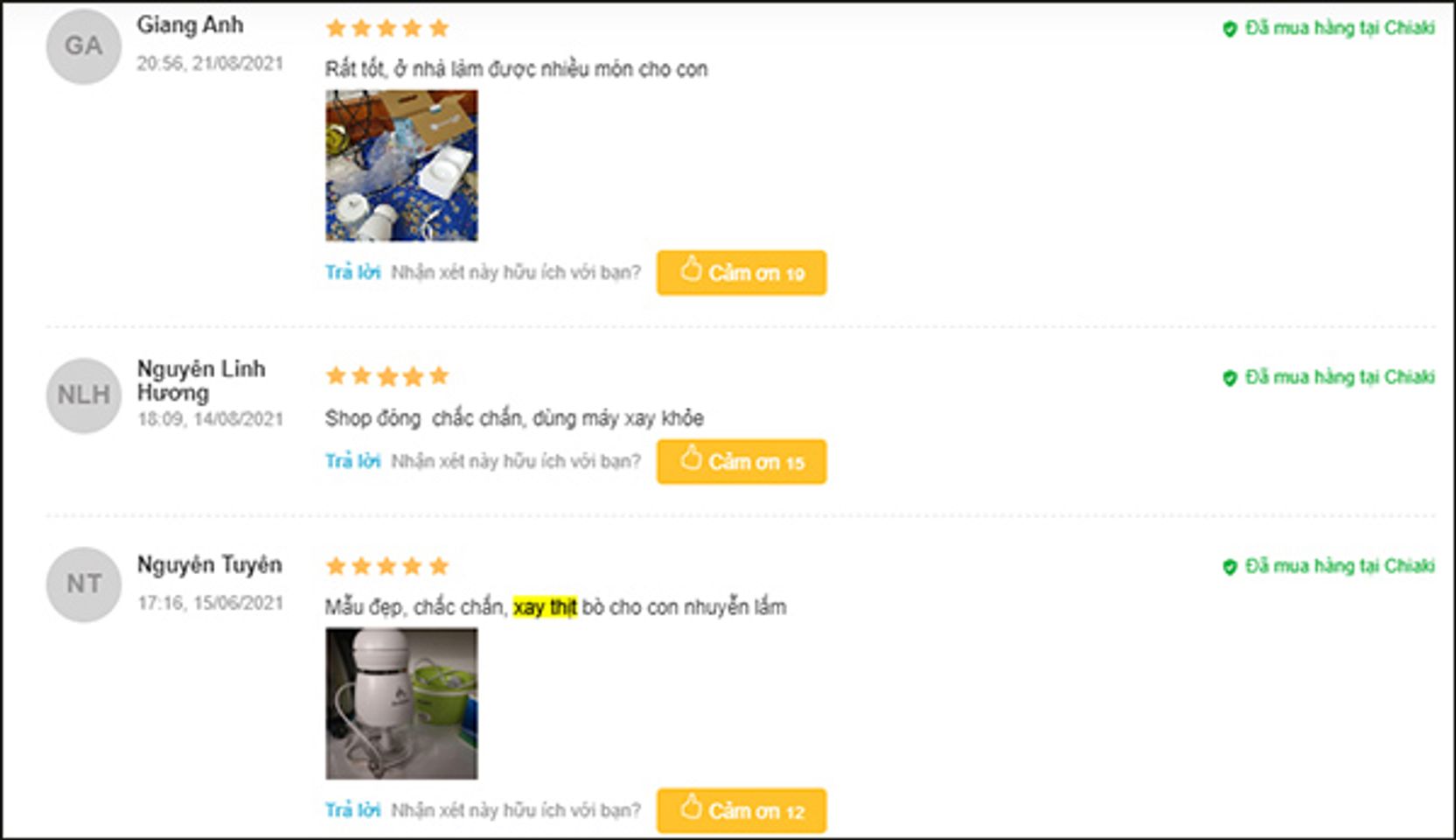 Đ&aacute;nh gi&aacute; về m&aacute;y xay sinh tố của người d&ugrave;ng