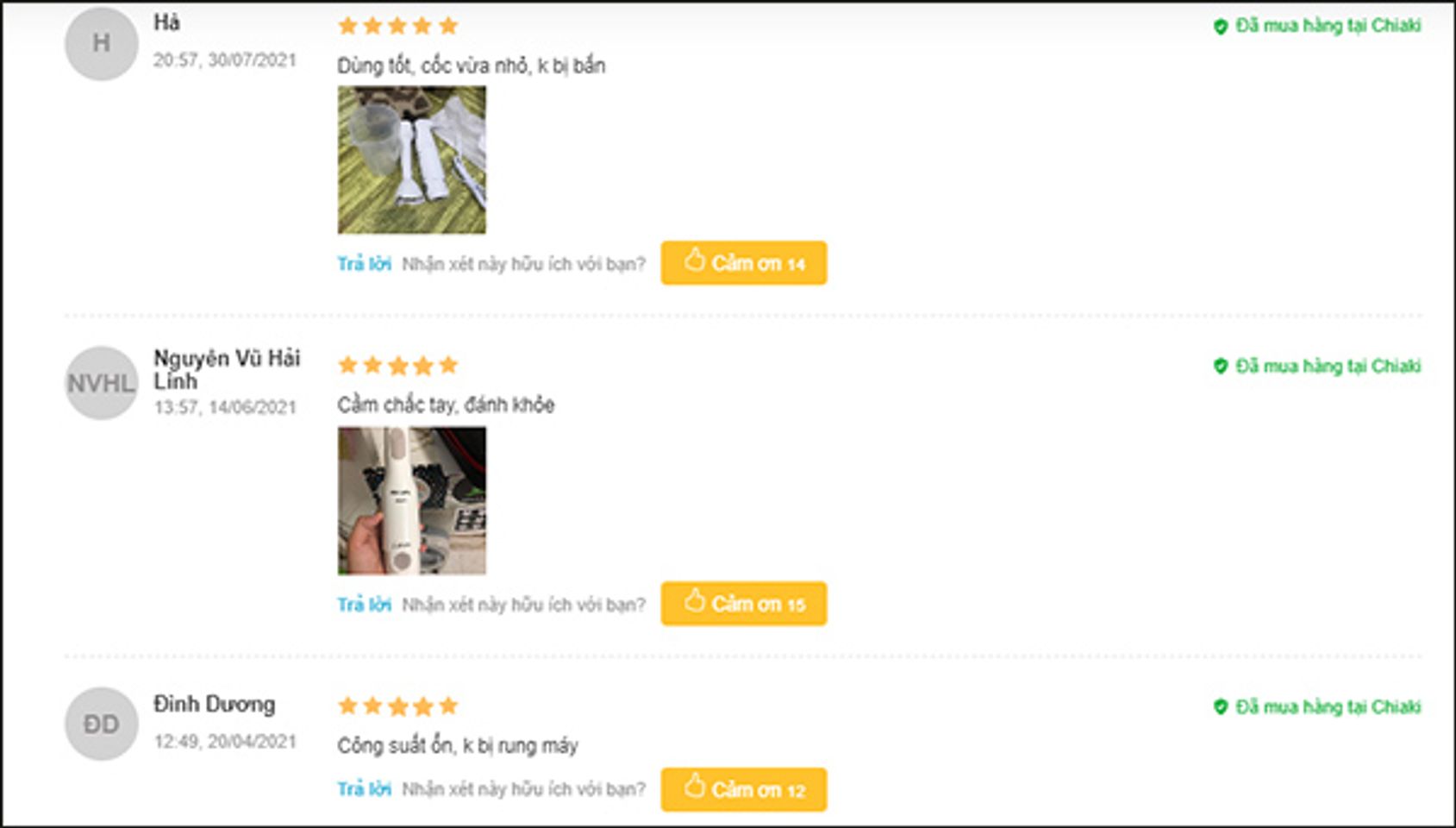 Kh&aacute;ch h&agrave;ng đ&aacute;nh gi&aacute; về m&aacute;y xay sinh tố